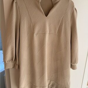 JODIFL Textured Cream Long Sleeve Dress